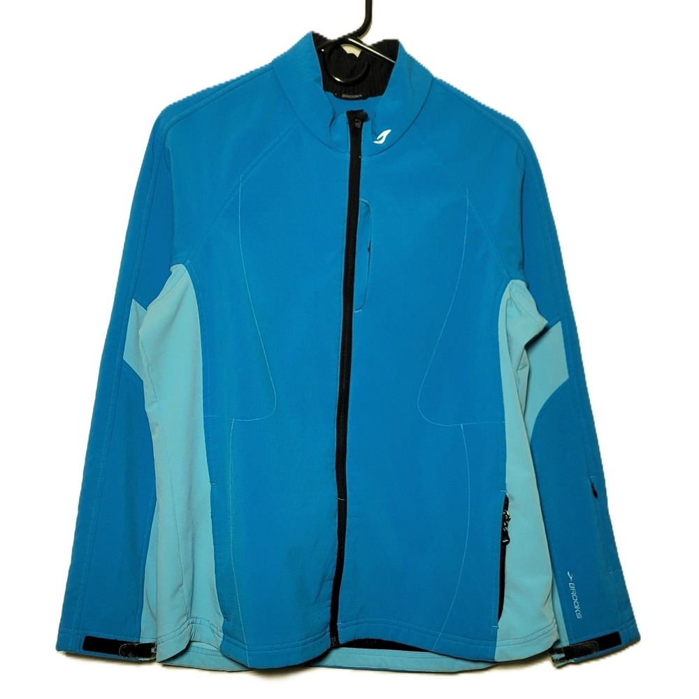 Brooks Women's Blue Light Blue Athletic Active Jacket Size Large Walking Running